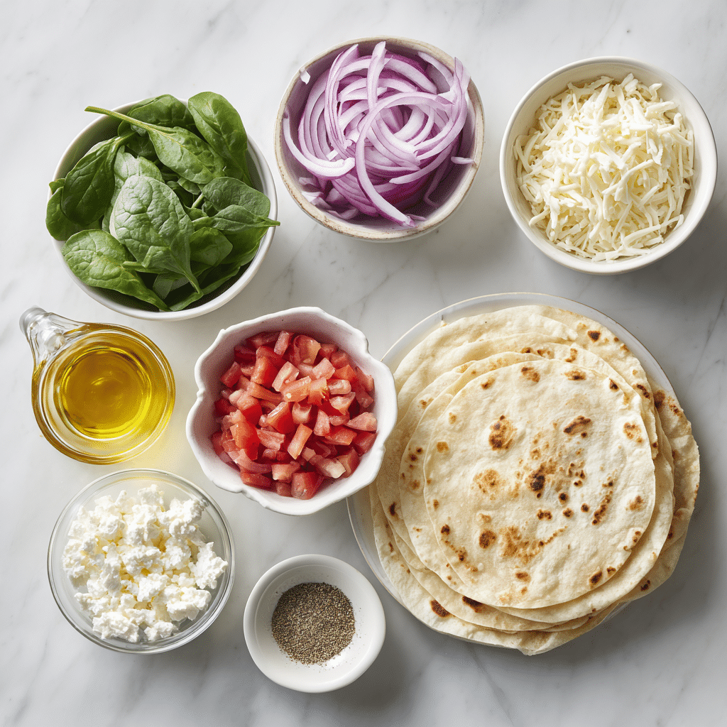 Mediterranean Quesadillas with Spinach, Feta, Mozzarella, and Red Onion: Flavorful Lunch Ideas 7 Dishfeast healthy mediterranean quesadillas ingredients