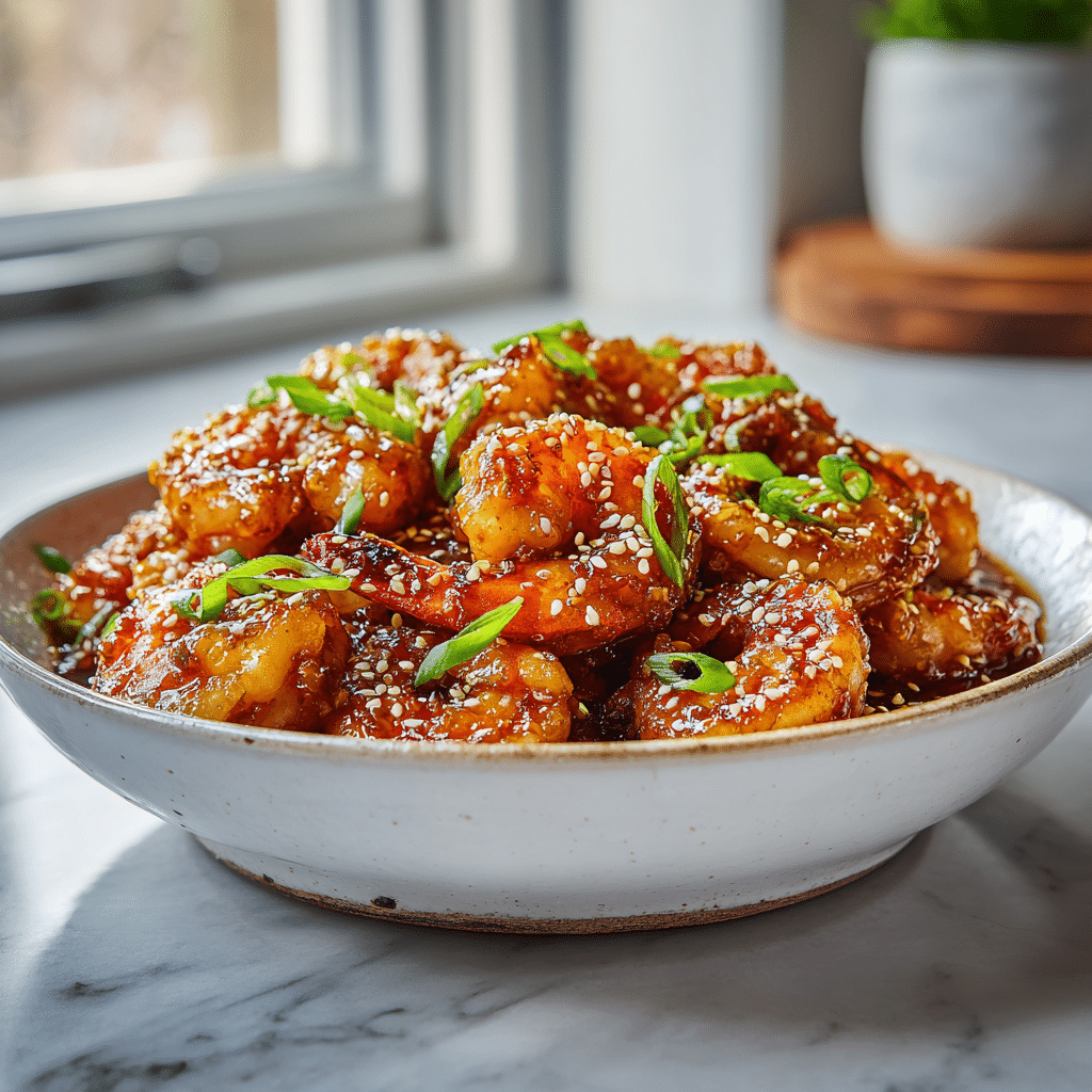 Dishfeast high protein honey garlic shrimp featured