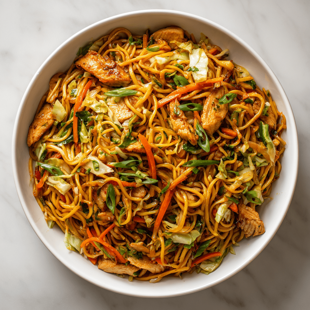 Dishfeast homemade chicken chow mein recipe