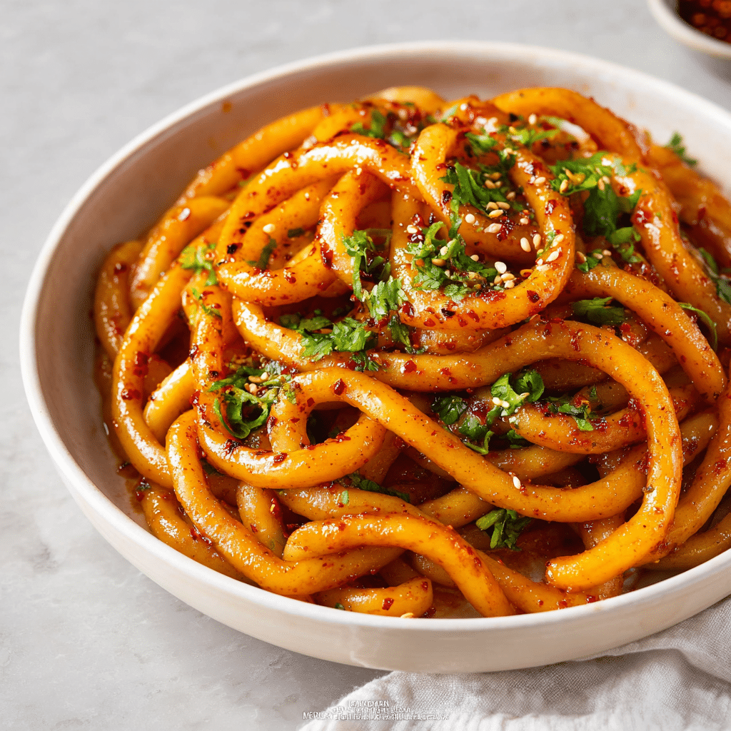 Korean Potato Noodles Recipe – Easy Non-Spicy Tteokbokki at Home 5 Dishfeast korean potato noodles featured image