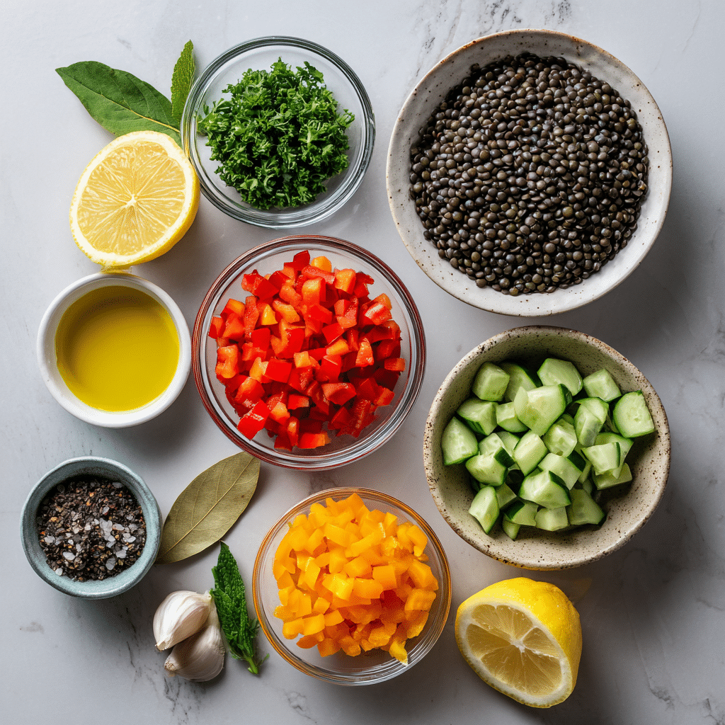 Dishfeast mediterranean lentil salad ingredients