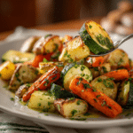 Garlic Herb Roasted Potatoes Recipe with Carrots and Zucchini 5 Dishfeast roasted potatoes carrots zucchini serving 1