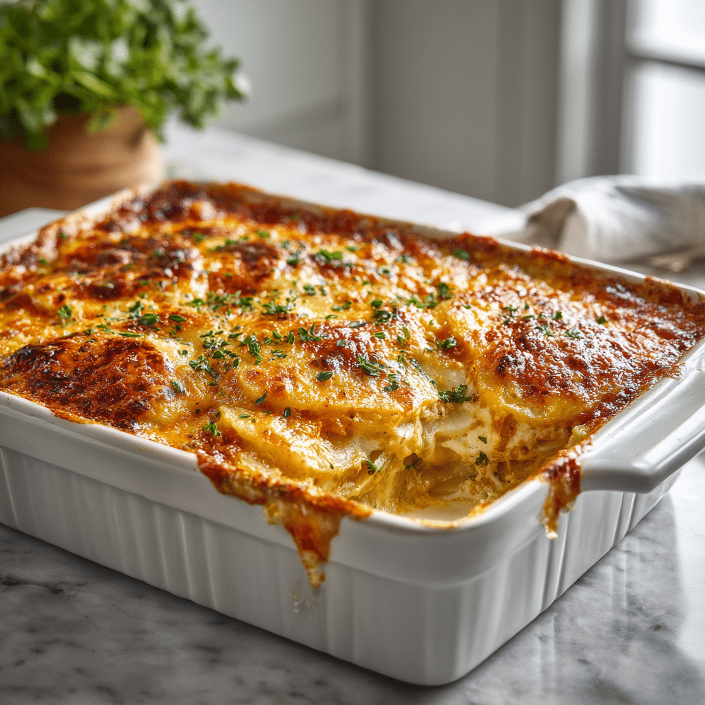 Cheesy Scalloped Potatoes – Easy Classic Creamy Homemade Recipe 5 Dishfeast scalloped potatoes Featured