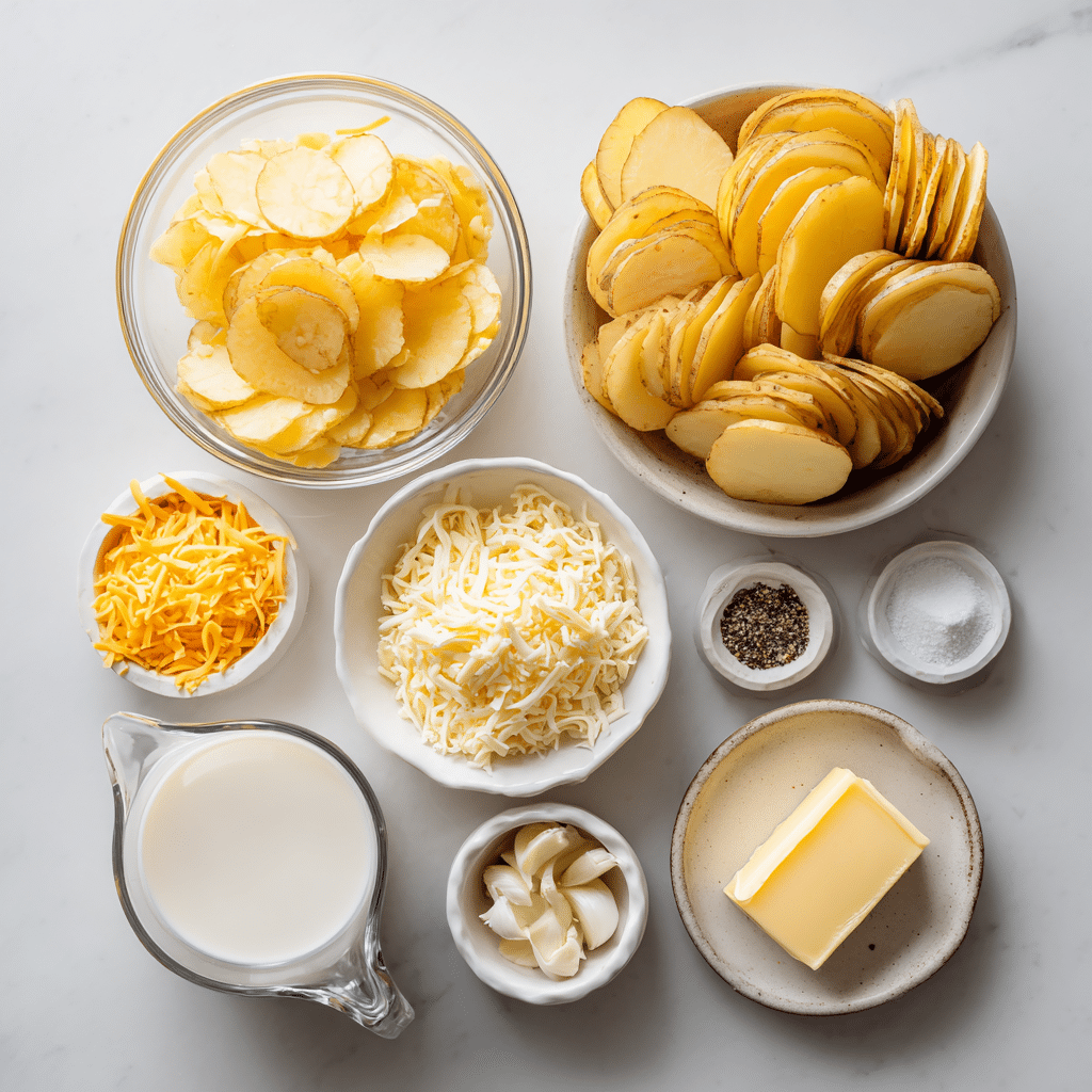 Cheesy Scalloped Potatoes – Easy Classic Creamy Homemade Recipe 7 Dishfeast scalloped potatoes ingredients