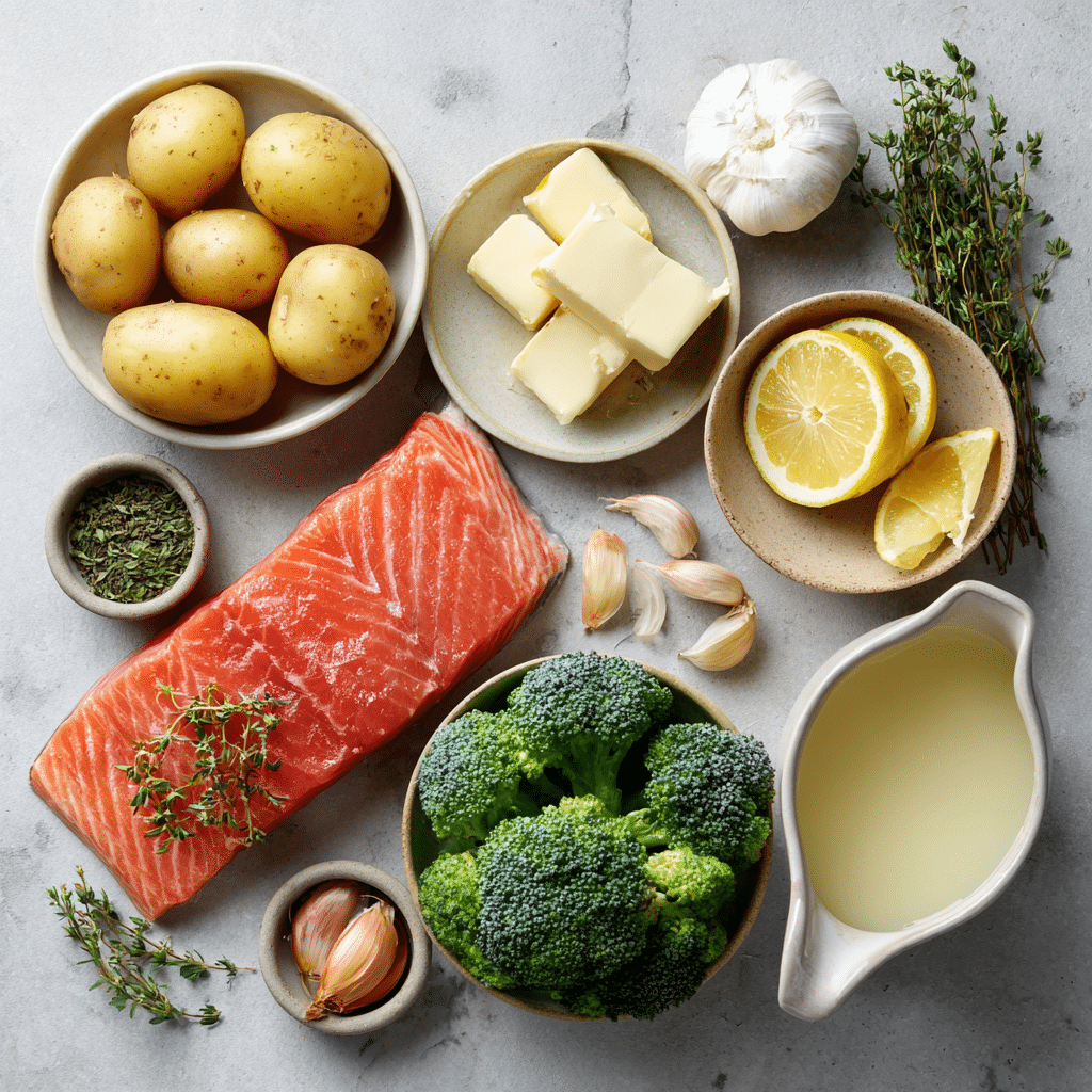 Dishfeast sheet pan baked salmon lemon sauce ingredients