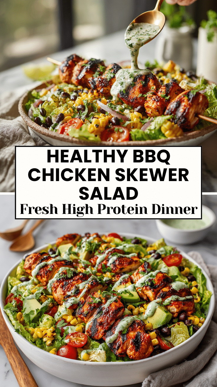 BBQ Chicken Skewer Salad: Fresh High Protein Summer Dinner 6 Dishfeast Pin 13