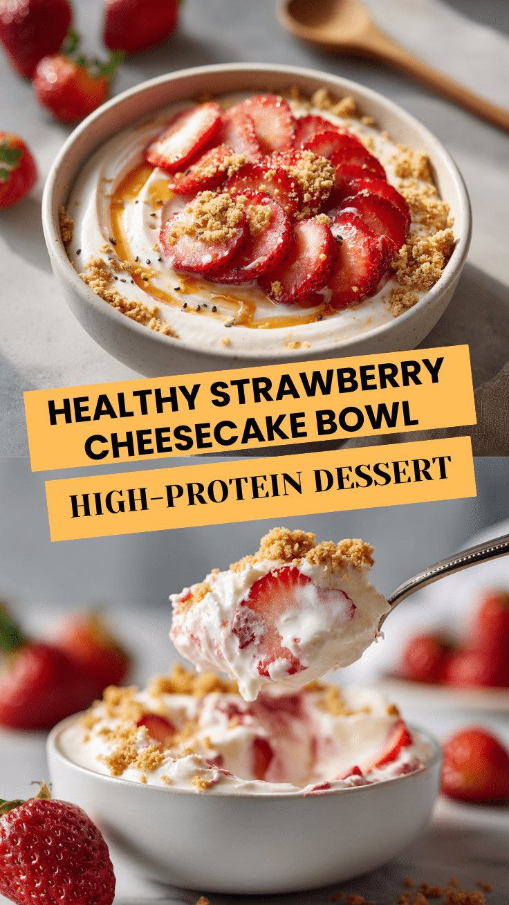 Strawberry Cheesecake Bowl – Quick and Easy Healthy Dessert 6 Dishfeast Pin 15