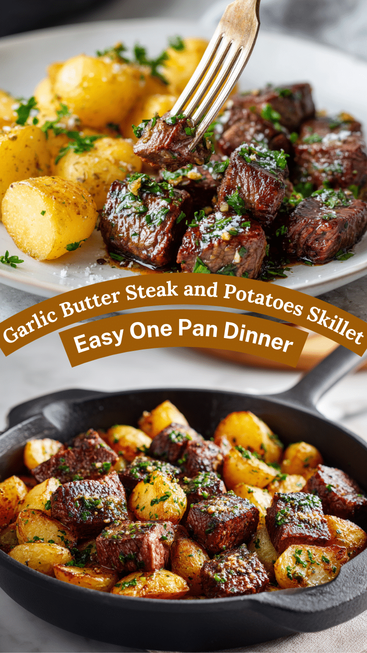 Garlic Butter Steak and Potatoes Skillet – Best Steak Recipe for a Quick Dinner 6 Dishfeast Pin 16