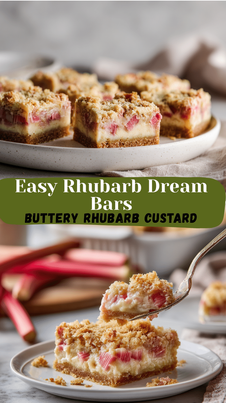 Rhubarb Dream Bars Recipe – Easy Amish Rhubarb Dessert Bars 6 Dishfeast Pin 19