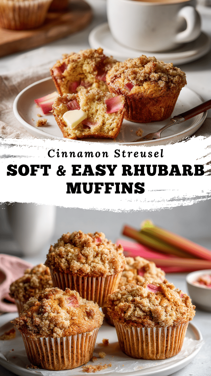 Best Rhubarb Muffins Recipe – Easy Homemade Muffins with Streusel 6 Dishfeast Pin 21