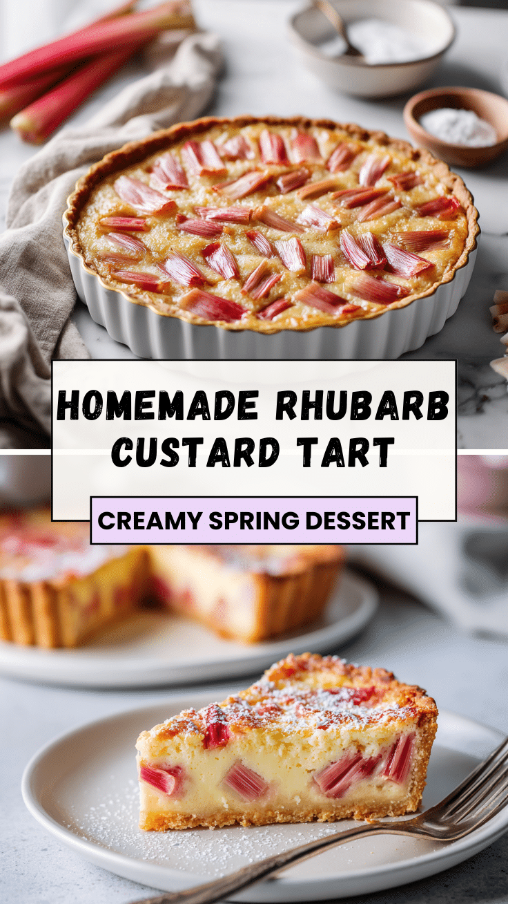 Sweet Rhubarb Custard Tart – Classic Rhubarb Custard Recipe 6 Dishfeast Pin 22