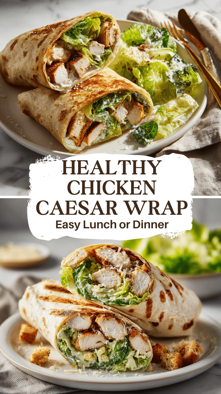 Chicken Caesar Wrap Recipe – Quick Easy Healthy Dinner Idea 6 Dishfeast Pin 25