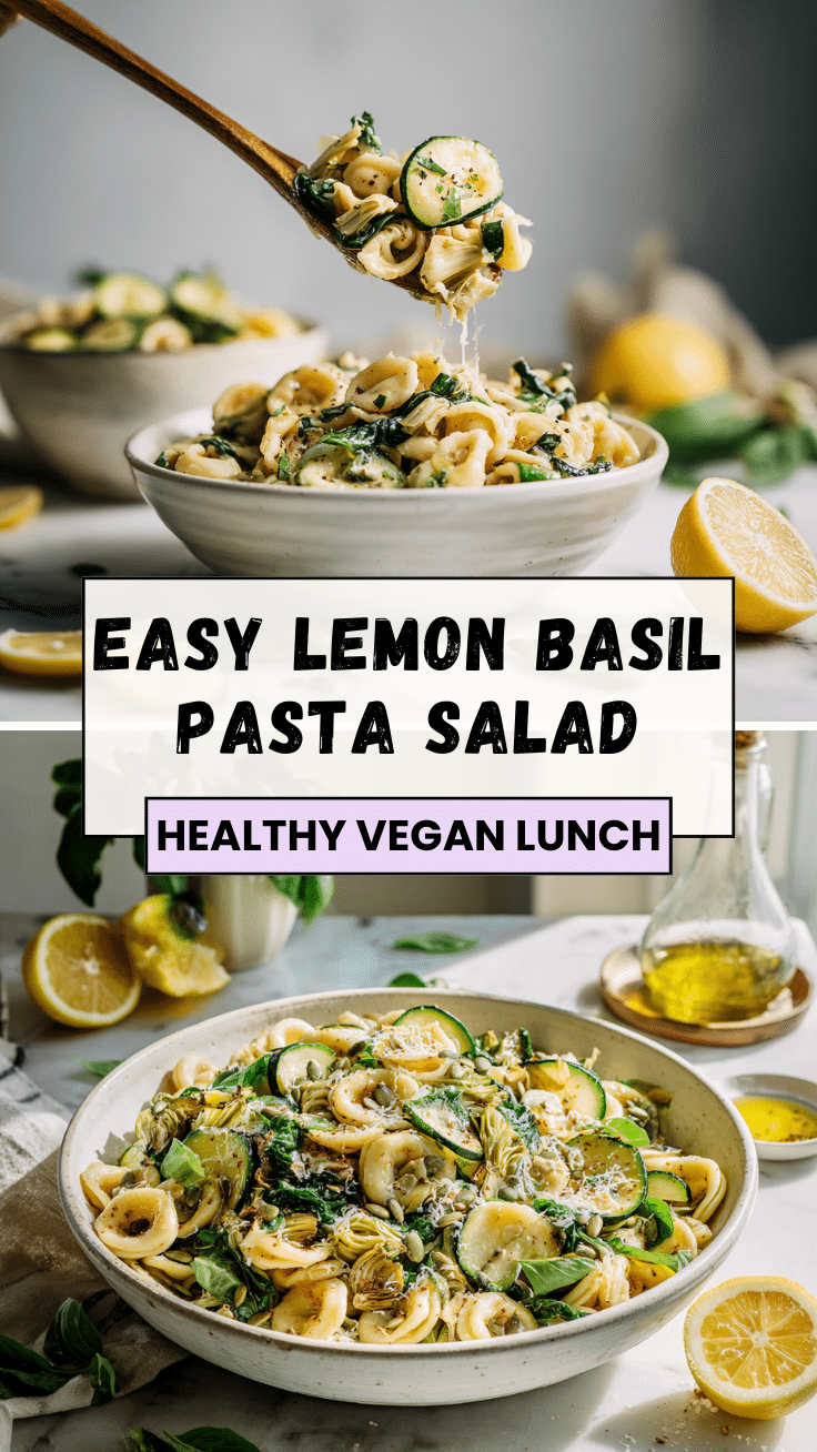 Quick Lemon Basil Pasta Salad – Fresh Vegetarian Summer Pasta 6 Dishfeast Pin 42
