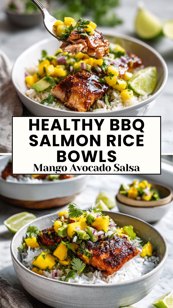 Amazing BBQ Salmon Bowls with Mango Avocado Salsa – Healthy Dinner 6 Dishfeast Pin 44