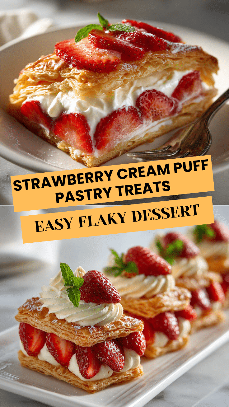 Easy Strawberry Puff Pastry Delights Recipe – Easy Creamy Summer Dessert 6 Dishfeast Pin 47