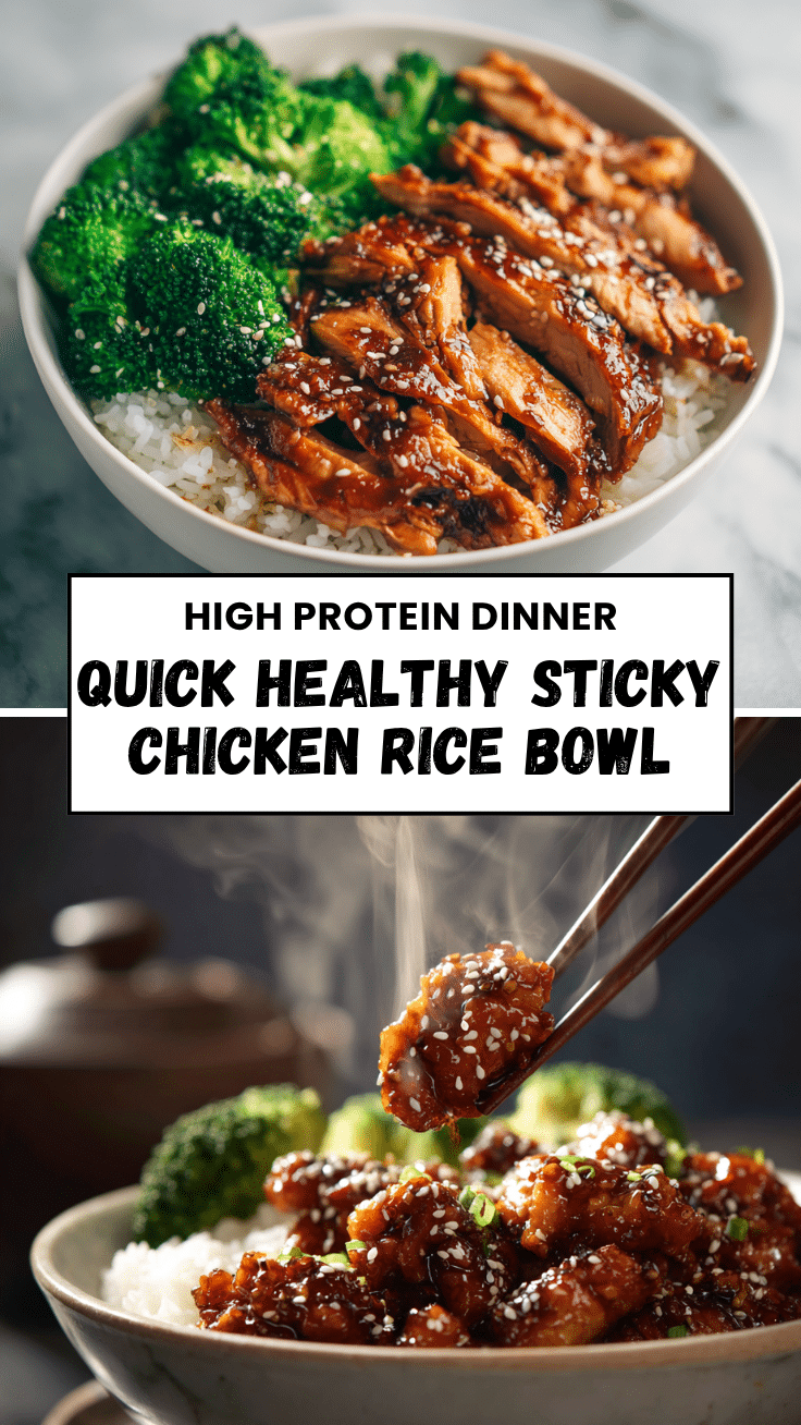 Healthy Sticky Chicken Bowls Recipe for a Quick High Protein Dinner 6 Dishfeast Pin 81