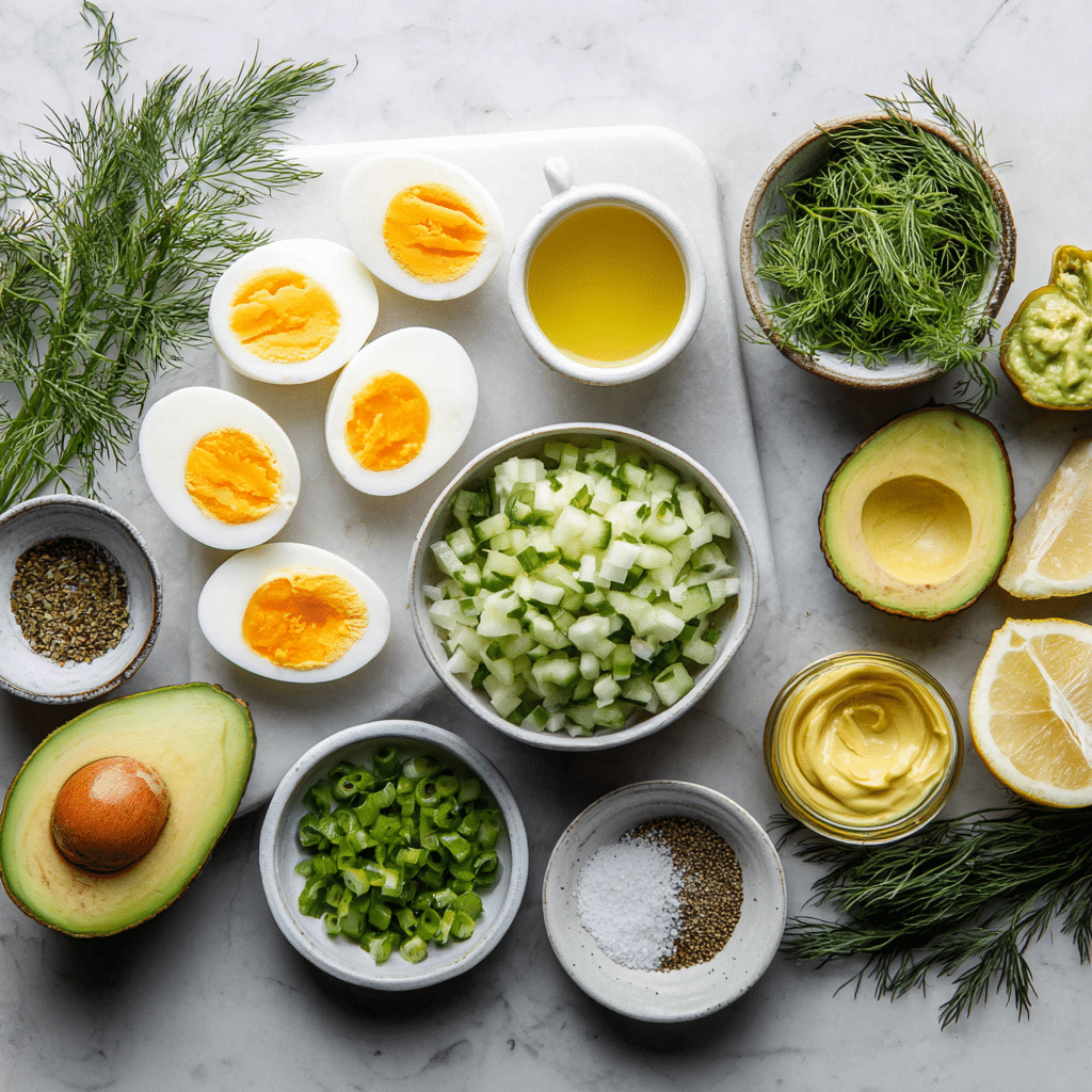 Dishfeast avocado egg salad ingredients