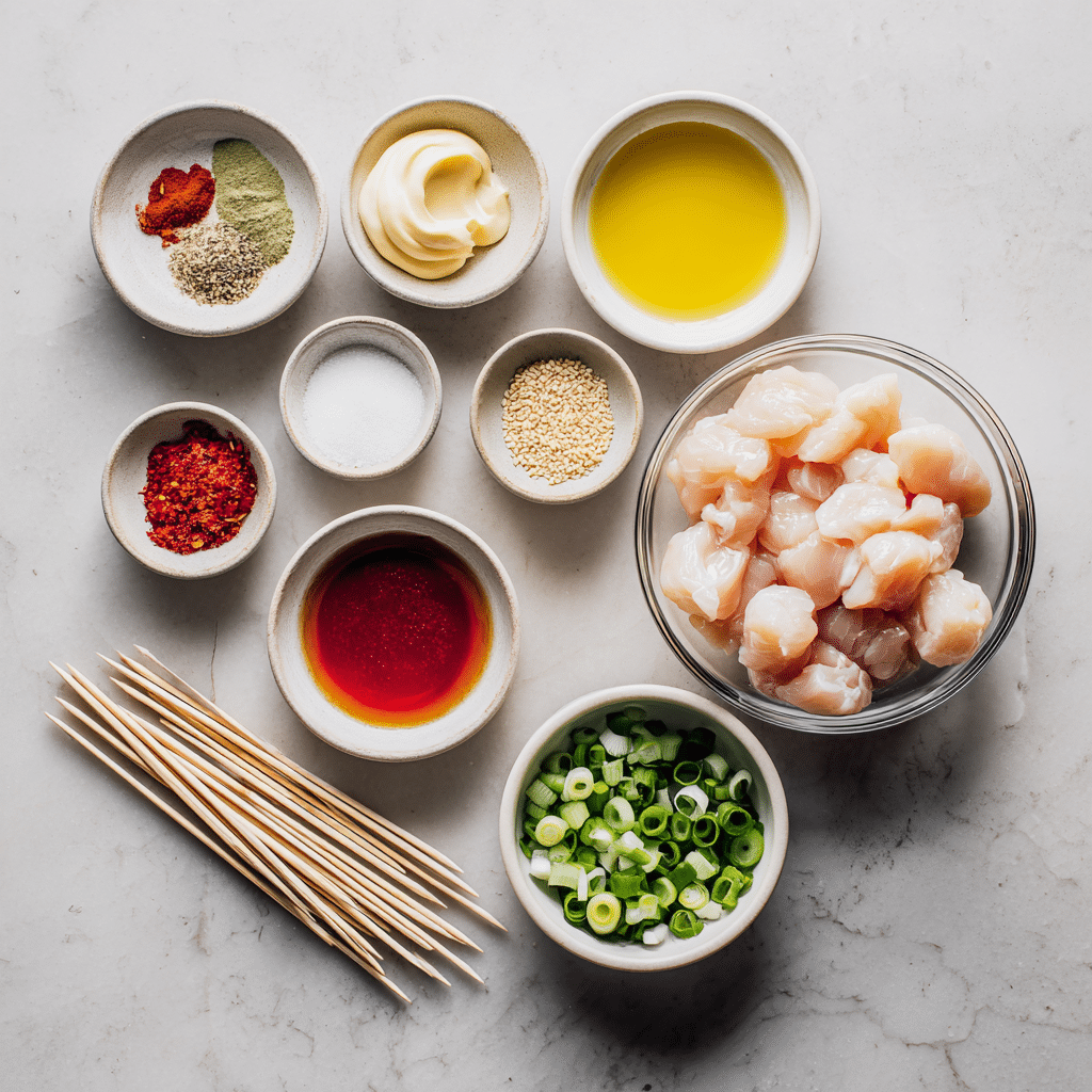 Easy Bang Bang Chicken Skewers: 20-Minute BBQ Chicken Skewer Recipe 7 Dishfeast bang bang chicken skewers ingredients