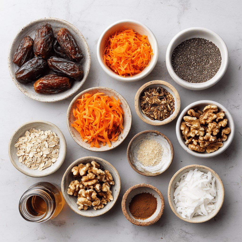 Carrot Cake Energy Balls Healthy Snack Recipe You Can Make in Minutes 7 Dishfeast carrot cake energy balls ingredients