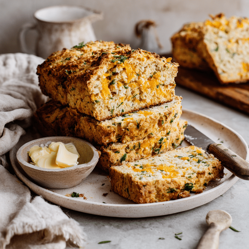Savory Cheddar Herb Irish Soda Bread 8 Dishfeast cheddar herb soda bread Serving