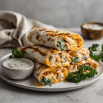 Dishfeast cheesy garlic chicken wraps featured