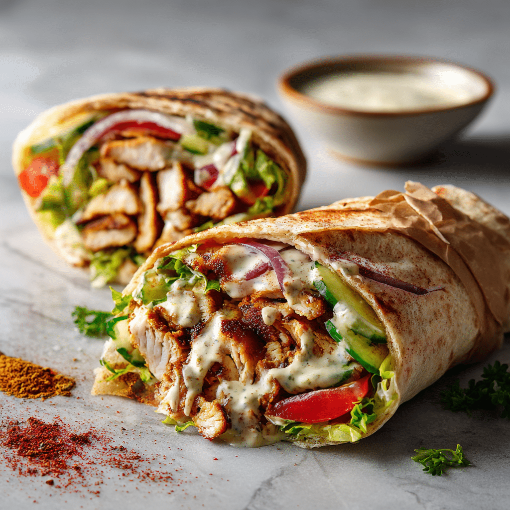 Chicken Shawarma with Garlic Sauce Recipe: Easy Homemade Mediterranean Dinner 8 Dishfeast chicken shawarma garlic sauce featured