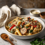 Dishfeast creamy cajun sausage pasta featured