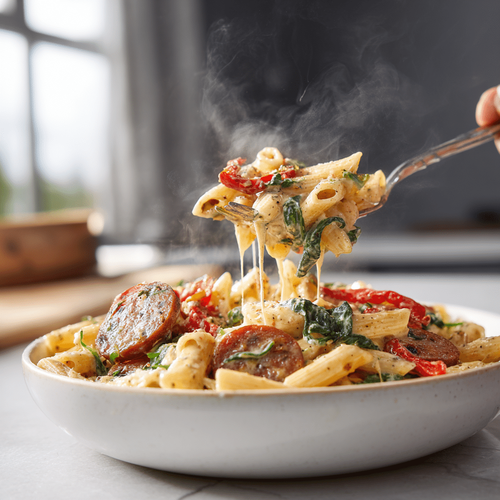 Dishfeast creamy cajun sausage pasta serving