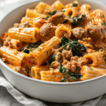 Dishfeast creamy sausage rigatoni featured