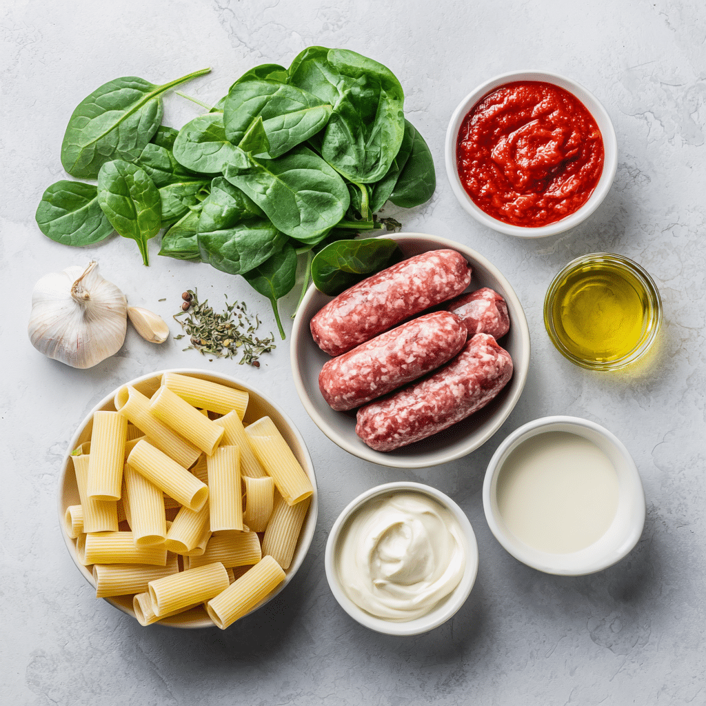 Dishfeast creamy sausage rigatoni ingredients