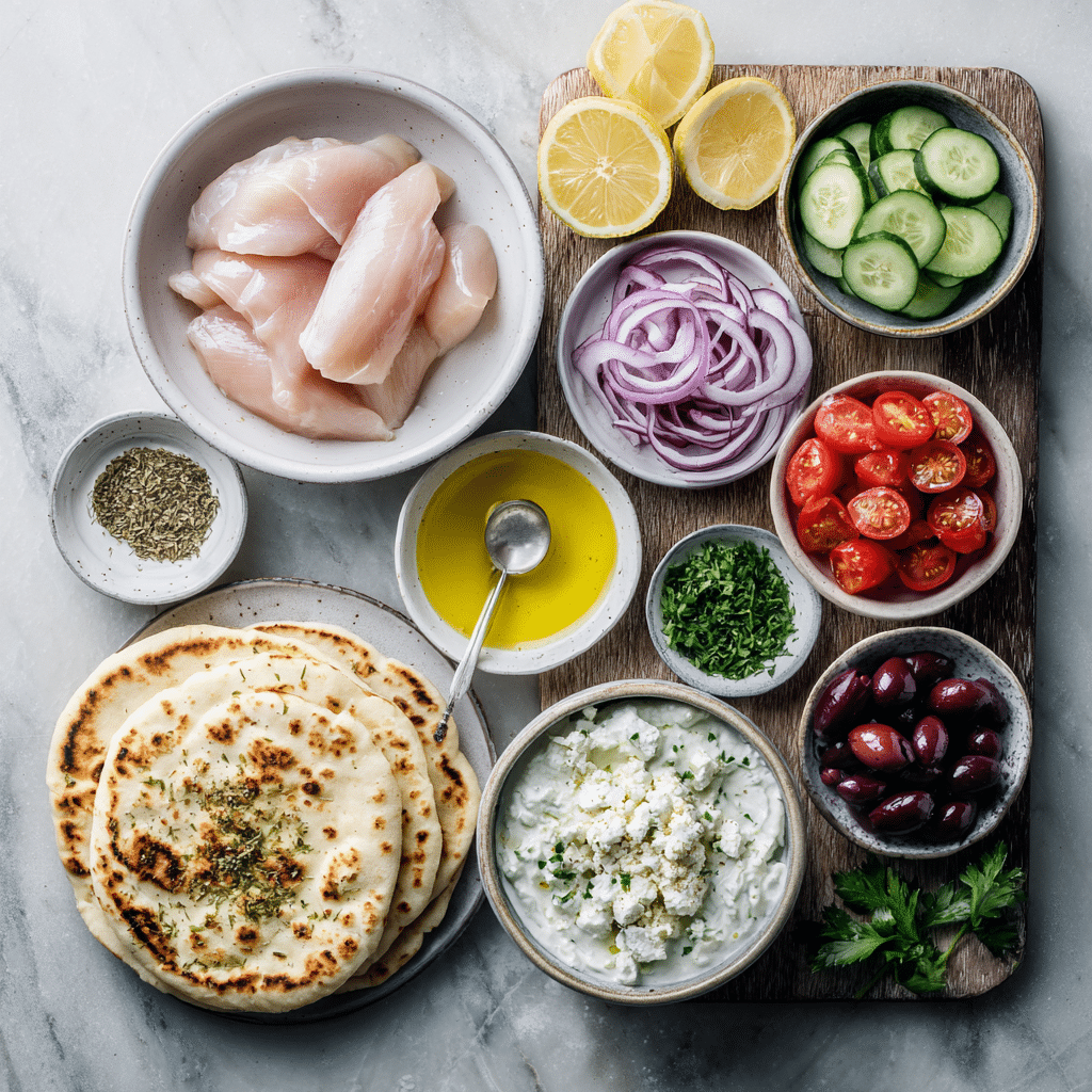 Dishfeast greek chicken flatbread ingredients