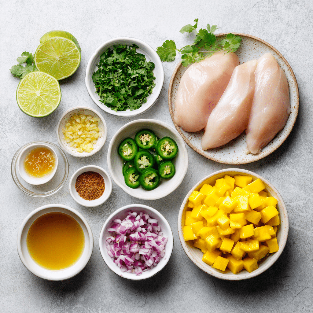 Dishfeast healthy honey lime chicken mango salsa ingredients