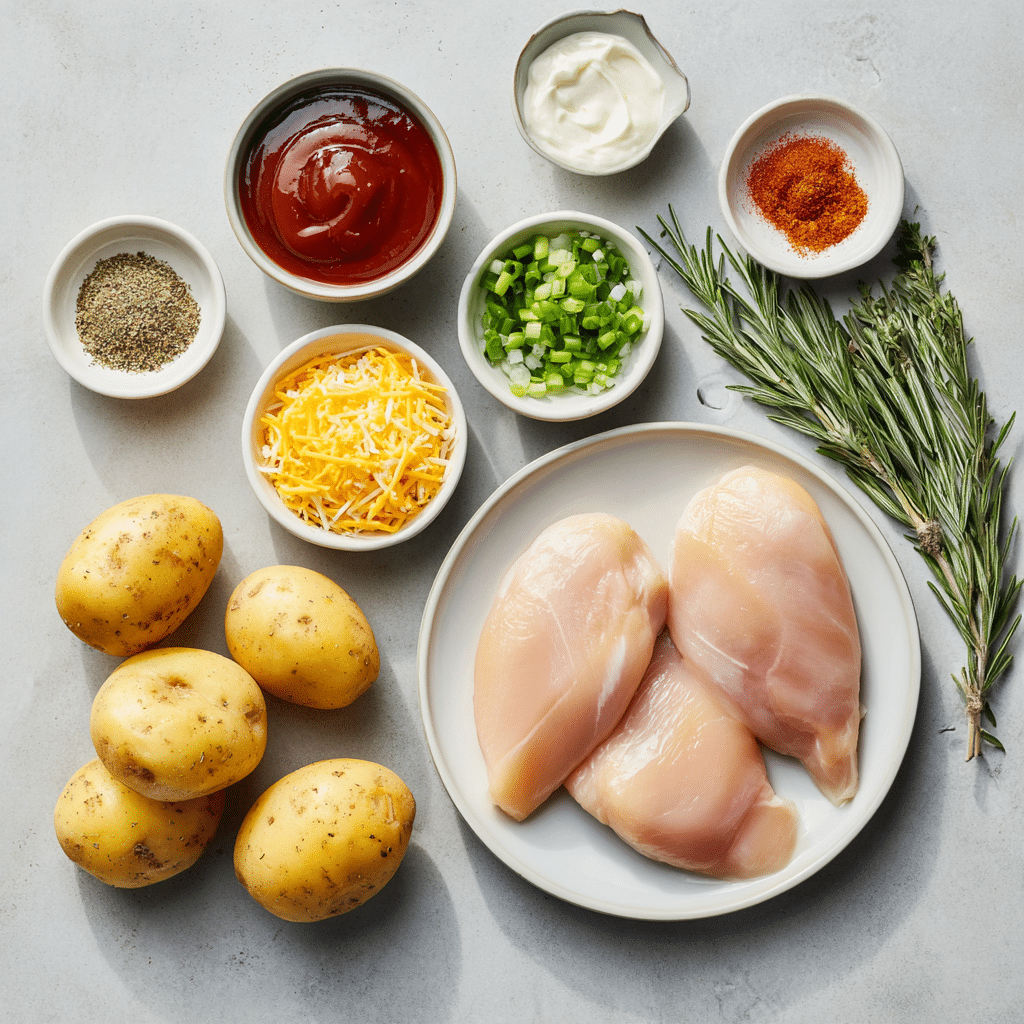 Dishfeast honey bbq chicken garlic parmesan potatoes ingredients