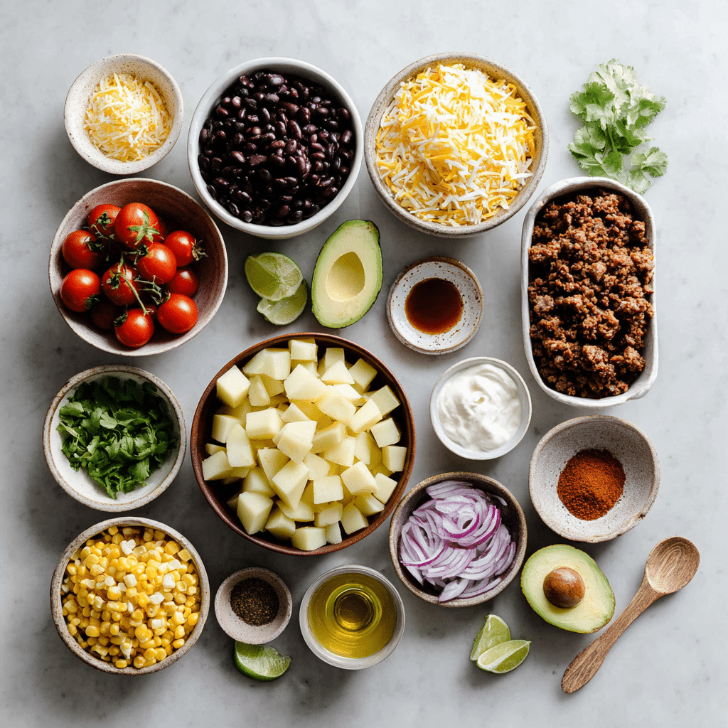 Dishfeast loaded potato taco bowl recipe ingredients