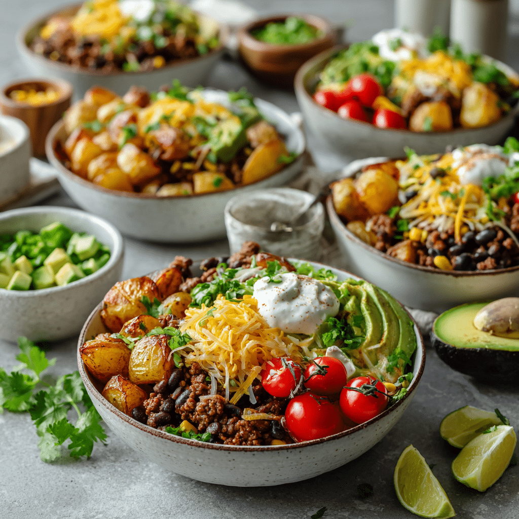 Loaded Potato Taco Bowl Recipe – Hearty Meal Prep Delight for Family Dinners 8 Dishfeast loaded potato taco bowl recipe serving