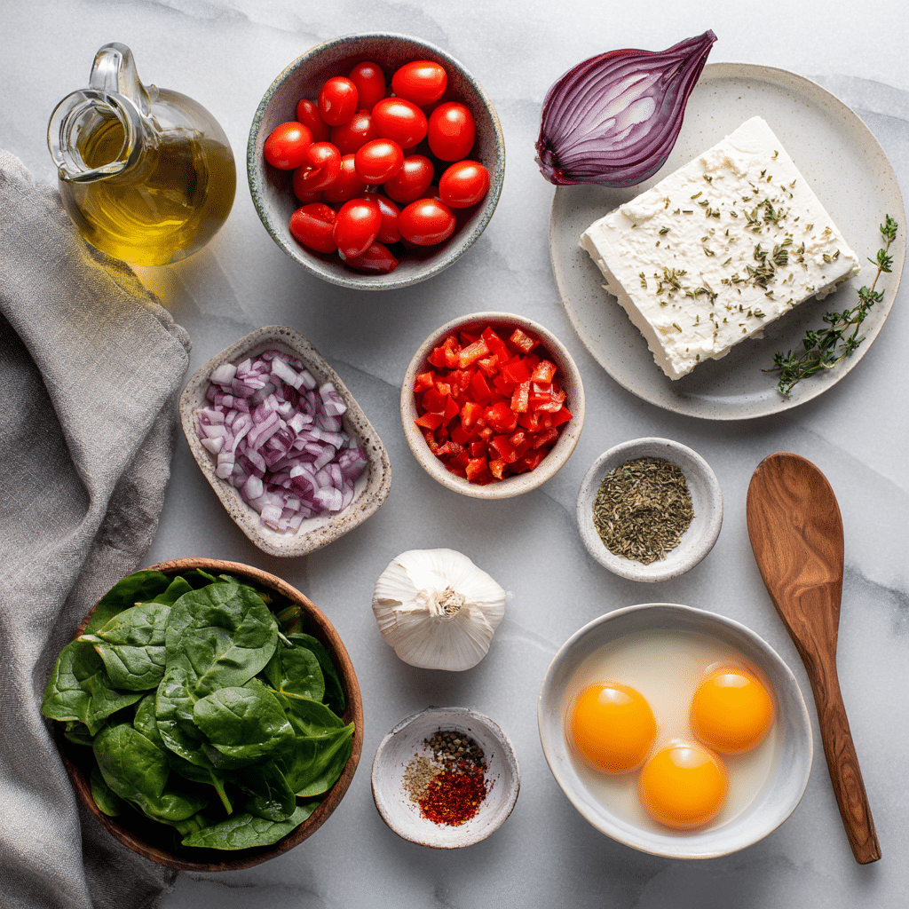 Mediterranean Baked Feta Eggs Recipe – Easy Mediterranean Breakfast 7 Dishfeast mediterranean baked feta eggs ingredients