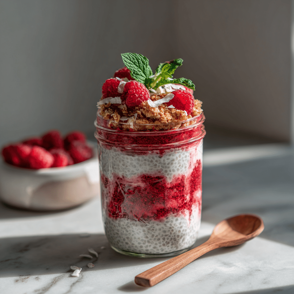 Dishfeast raspberry chia pudding serving
