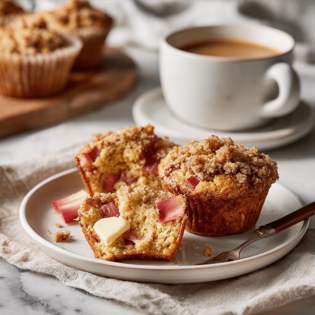 Best Rhubarb Muffins Recipe – Easy Homemade Muffins with Streusel 8 Dishfeast rhubarb muffins serving