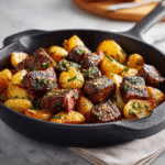 Garlic Butter Steak and Potatoes Skillet – Best Steak Recipe for a Quick Dinner 9 Dishfeast steak potato skillet Featured