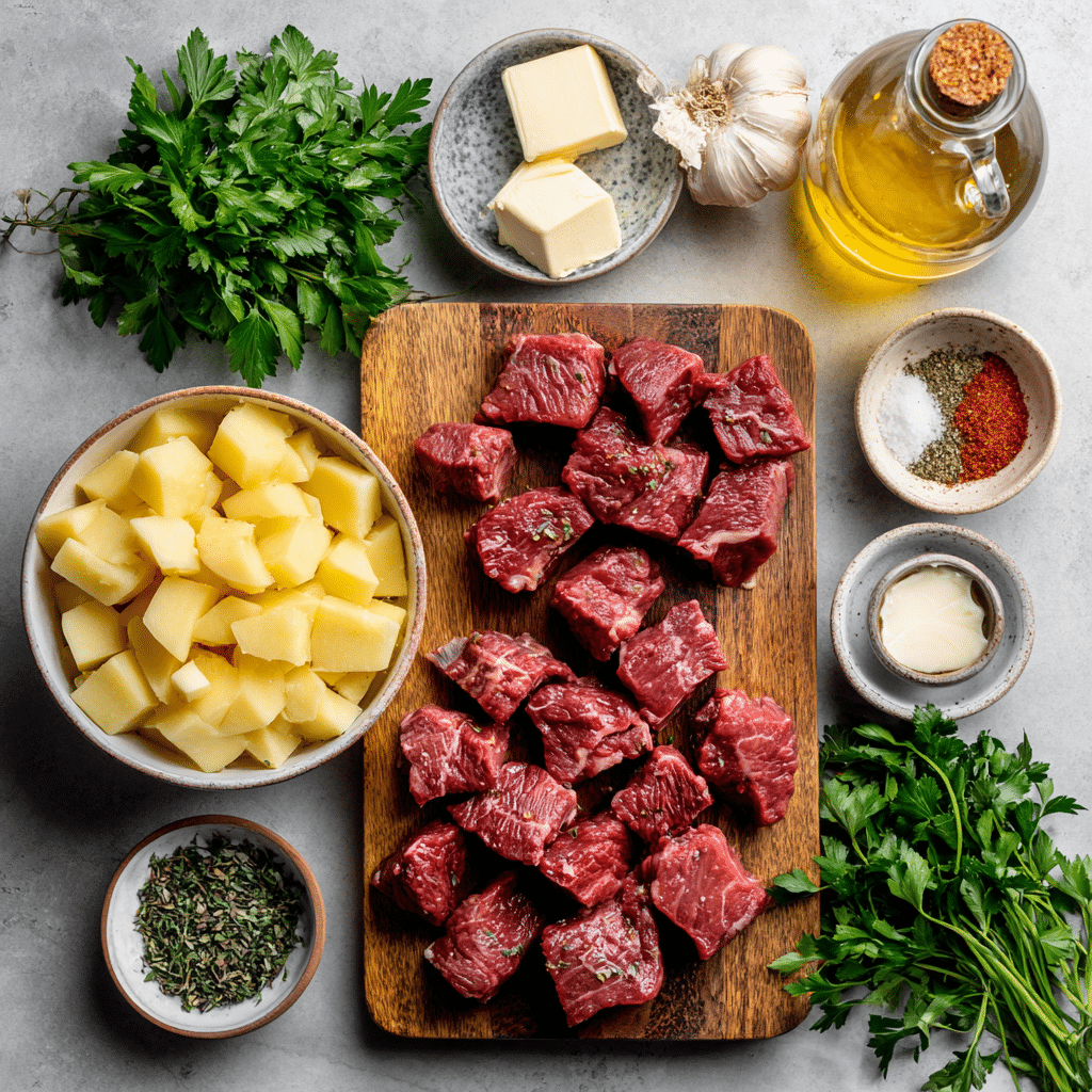 Garlic Butter Steak and Potatoes Skillet – Best Steak Recipe for a Quick Dinner 7 Dishfeast steak potato skillet ingredients