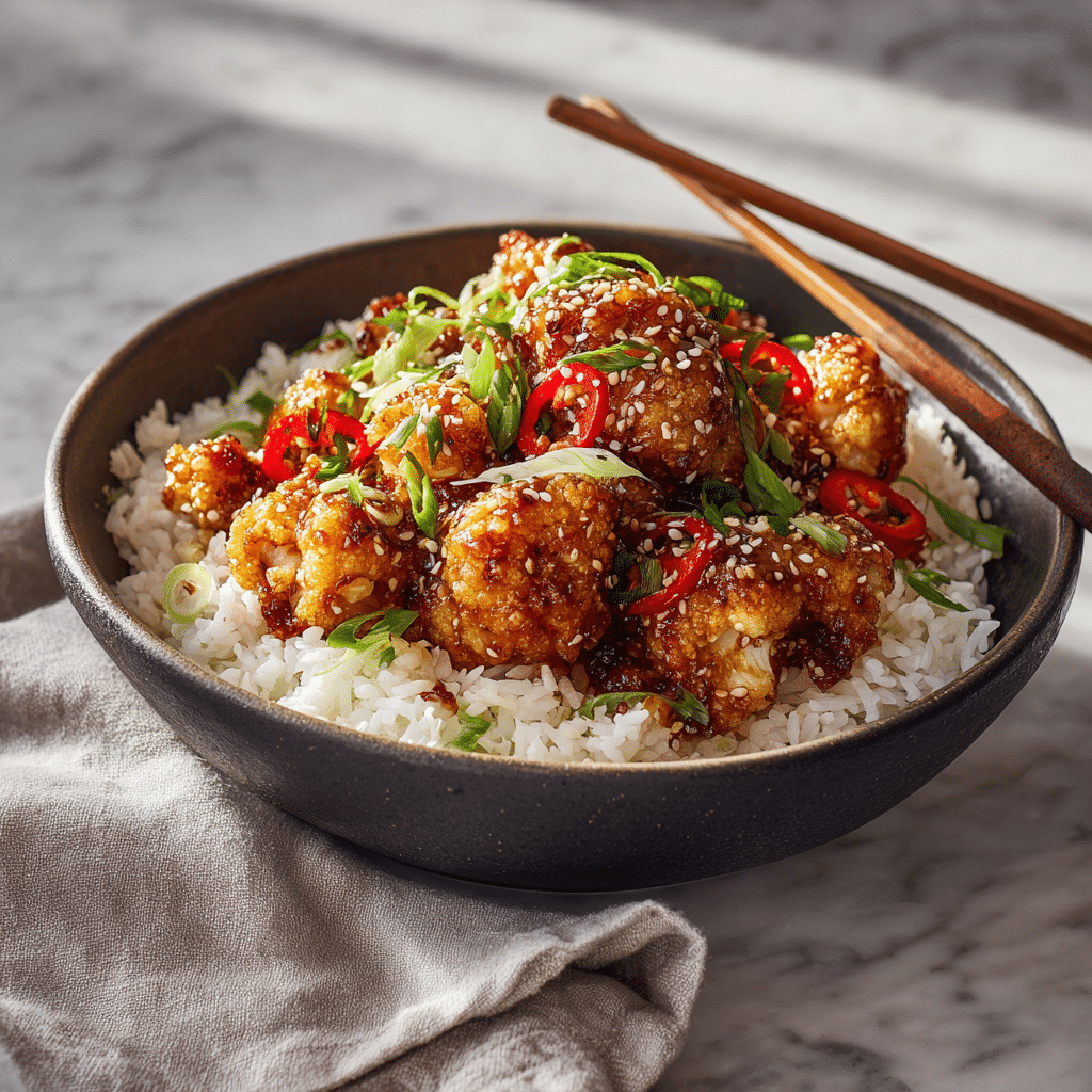 Dishfeast sticky sesame cauliflower serving