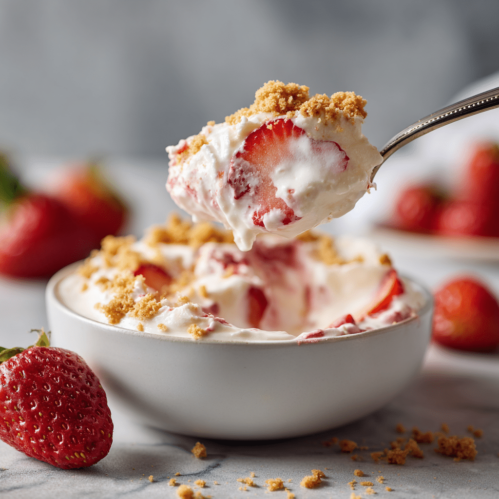 Strawberry Cheesecake Bowl – Quick and Easy Healthy Dessert 8 Dishfeast strawberry cheesecake yogurt bowl Serving