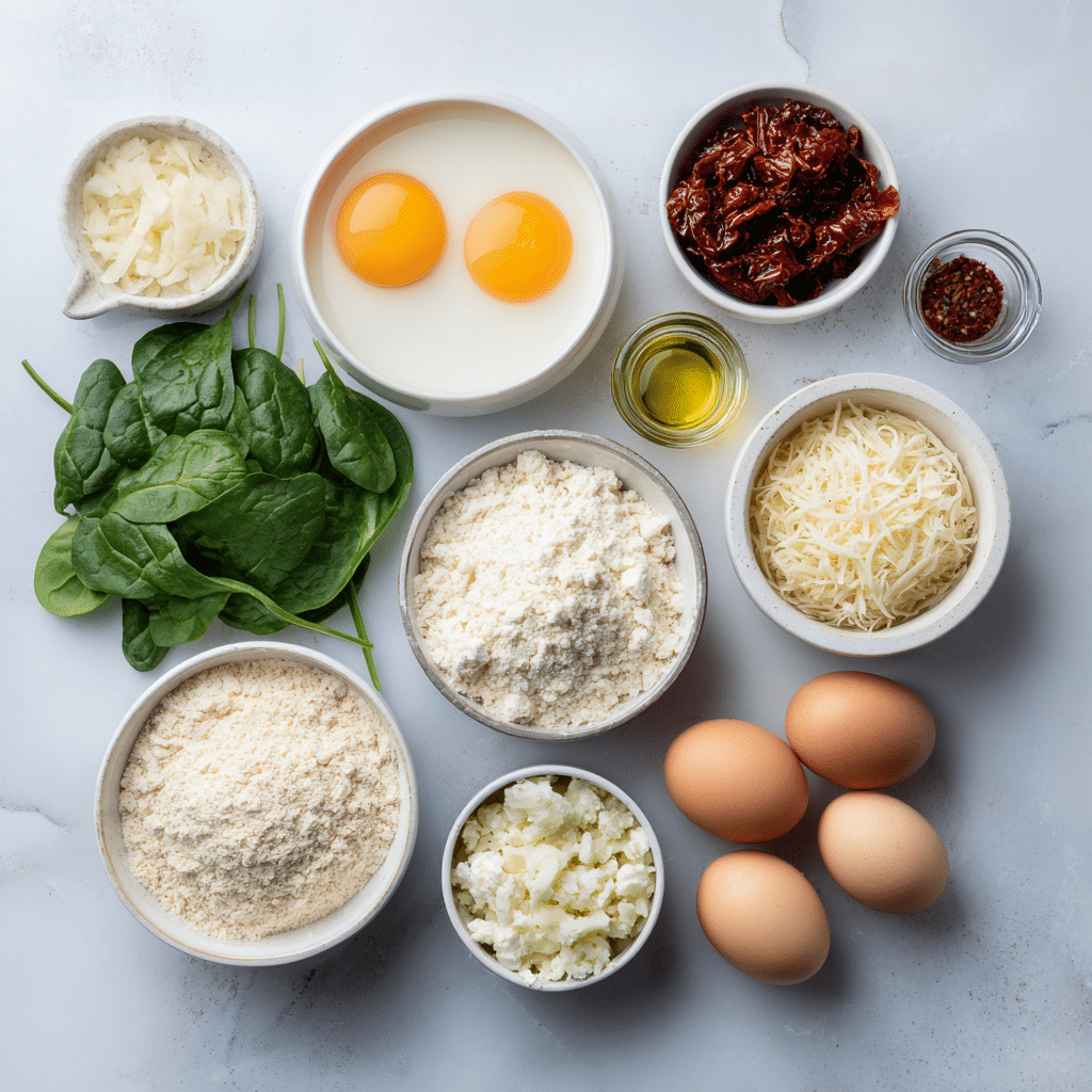 Sun Dried Tomato Egg Biscuits (Gluten Free) Easy Breakfast Recipe 7 Dishfeast sun dried tomato egg biscuits ingredients