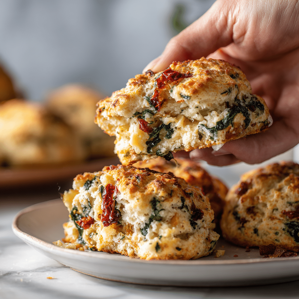 Sun Dried Tomato Egg Biscuits (Gluten Free) Easy Breakfast Recipe 8 Dishfeast sun dried tomato egg biscuits serving
