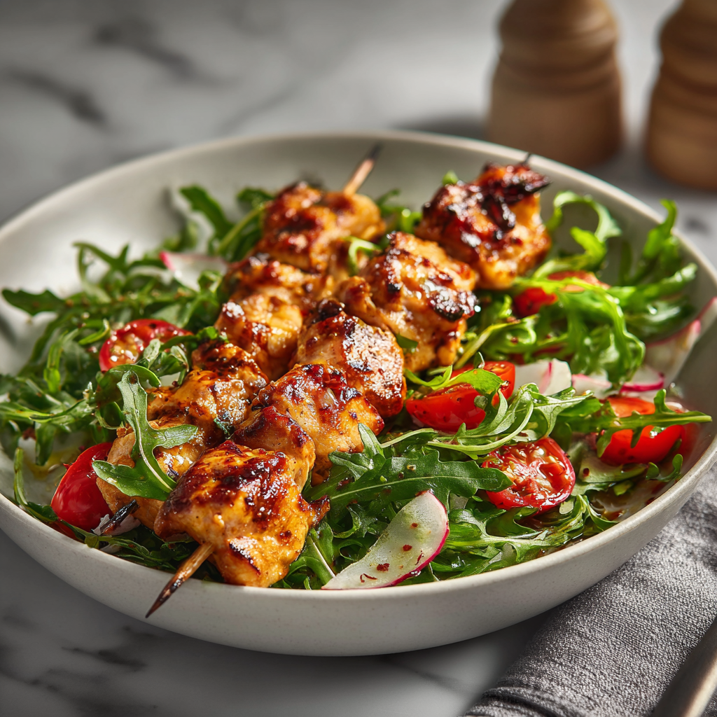 Dishfeast BBQ Chicken Skewer Salad Featured