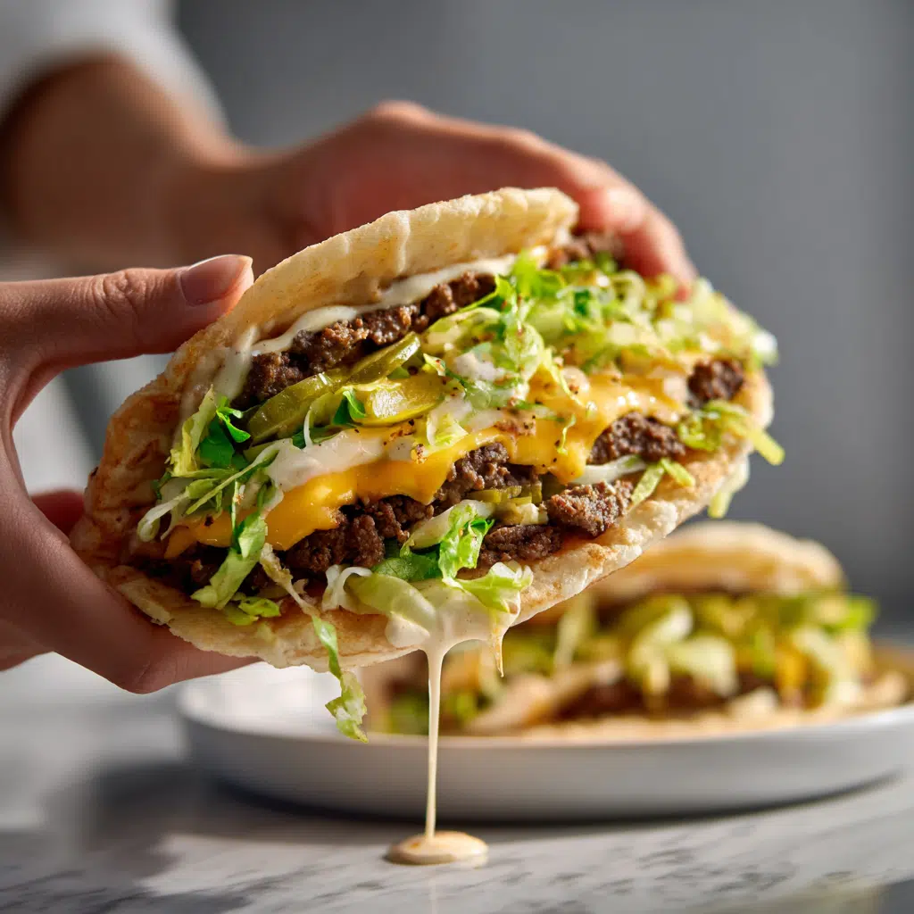 serving Big Mac smash burger taco with melted cheese stretch