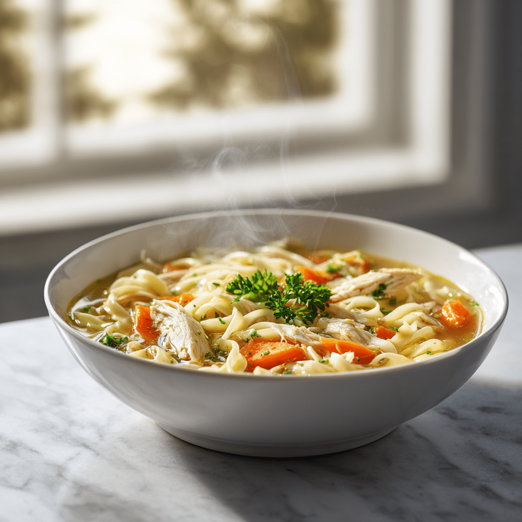 Chicken Noodle Soup with Egg Noodles Recipe 6 chicken noodle soup with egg noodles in white bowl