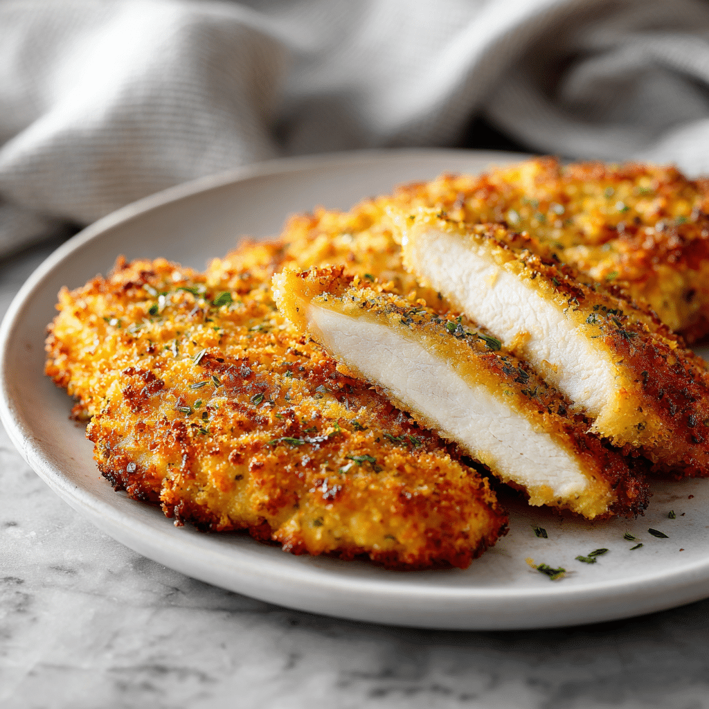 Crispy Panko Crusted Chicken Breasts 6 crispy panko crusted chicken breasts golden and juicy