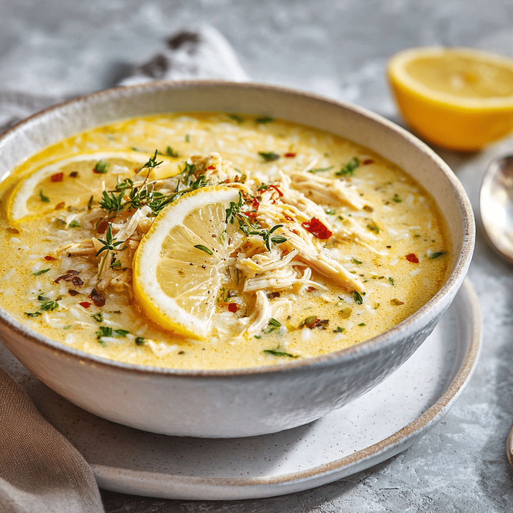 Greek Lemon Chicken Soup - The Ultimate Silky Avgolemono Guide 6 Greek lemon chicken soup creamy avgolemono in white bowl