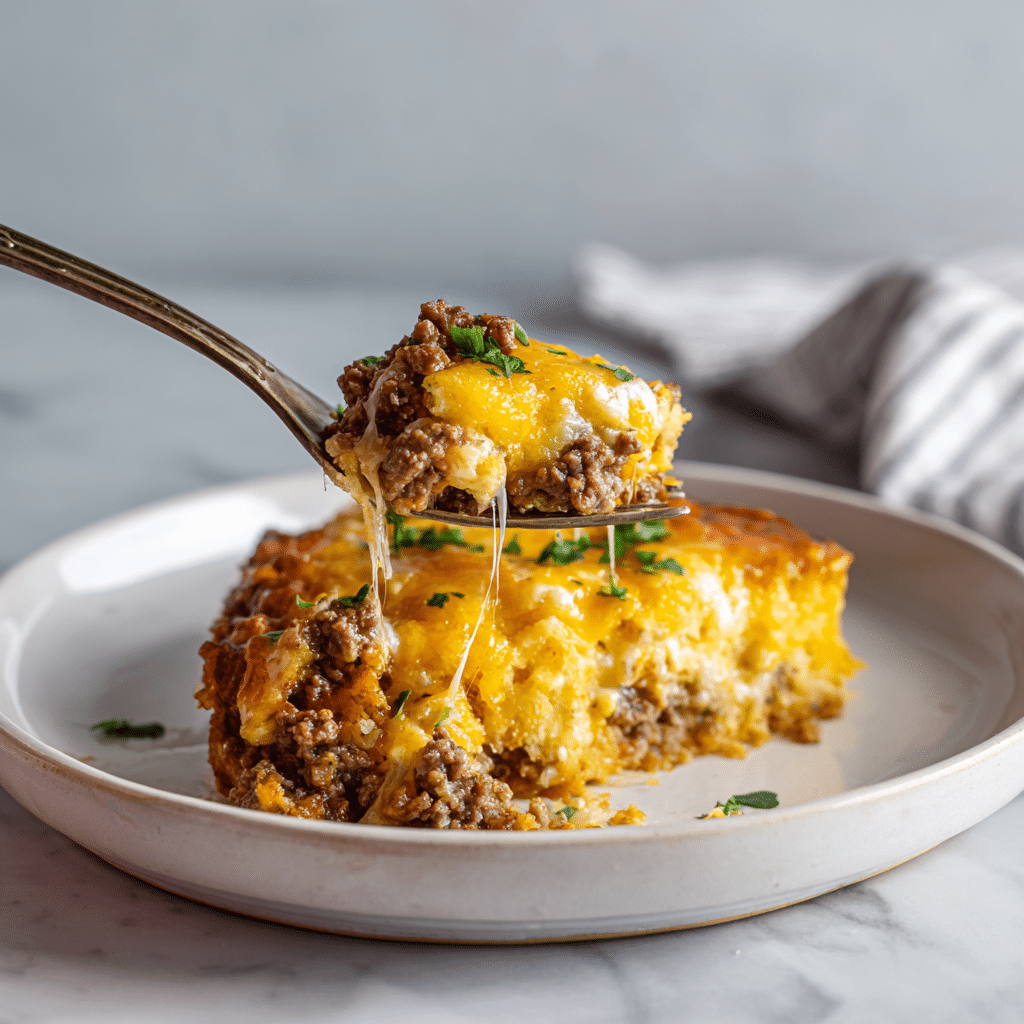 Dishfeast keto cheeseburger casserole serving